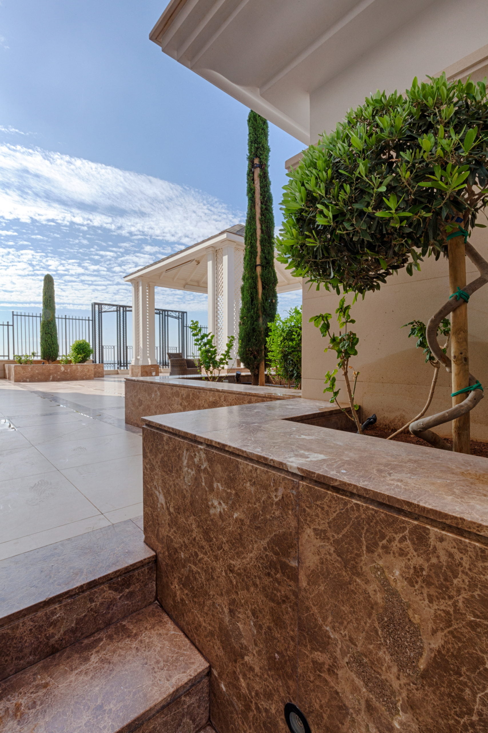 Brown espera marble used in outdoor area