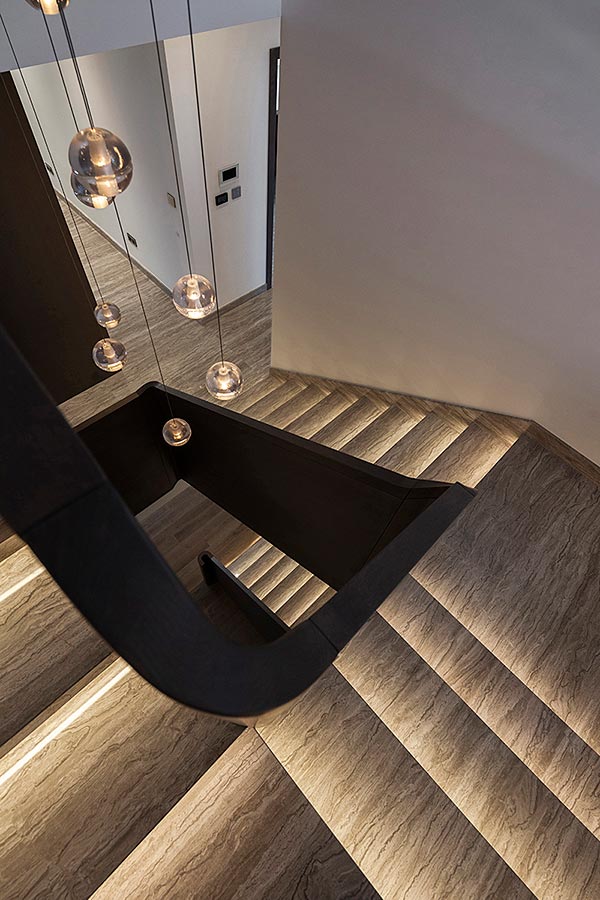 wood veined marble stairs