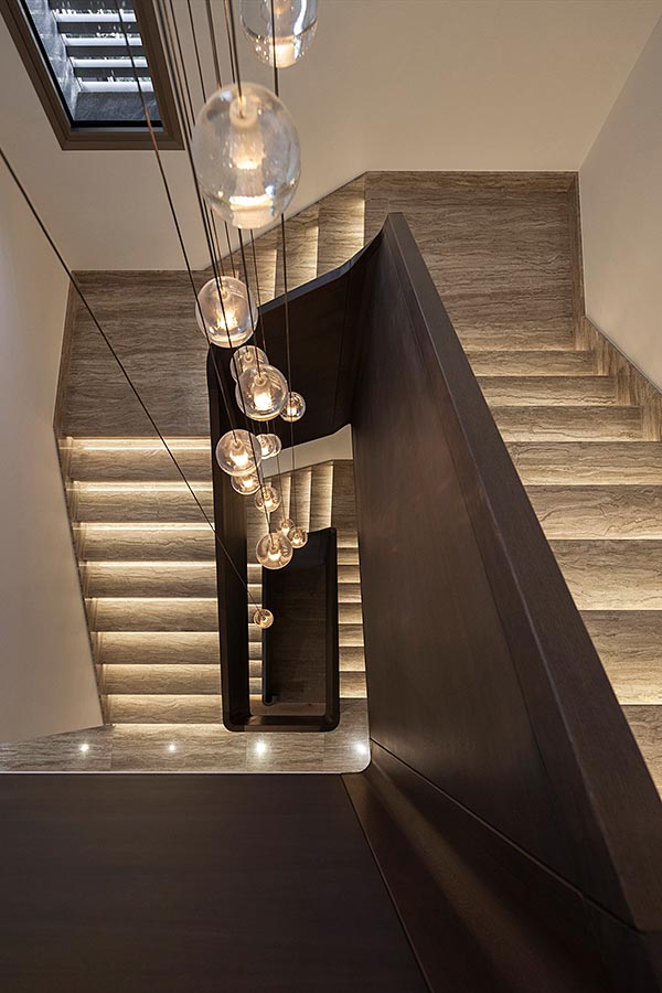 wood veined marble stairs