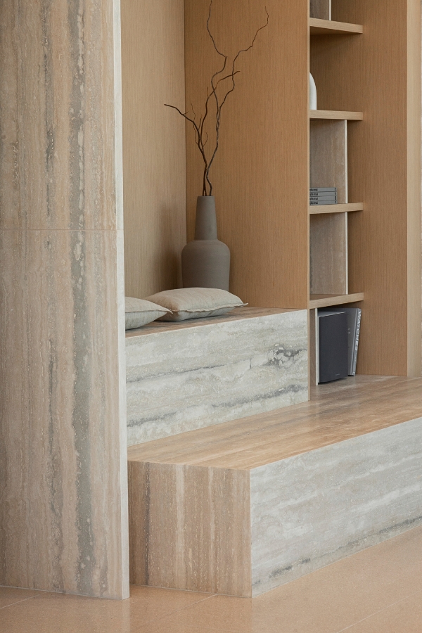 Travertino Striato marble sitting area